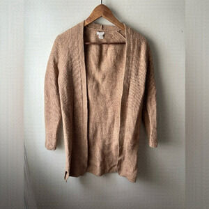 𝅺J Crew Factory cardigan sweater womens tan brown lambswool blend small